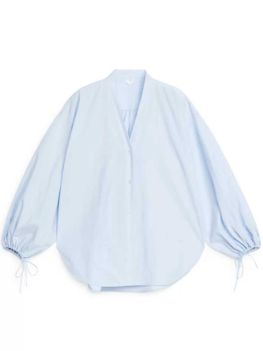 Best ARKET Puff-Sleeve Blouse Light Blue