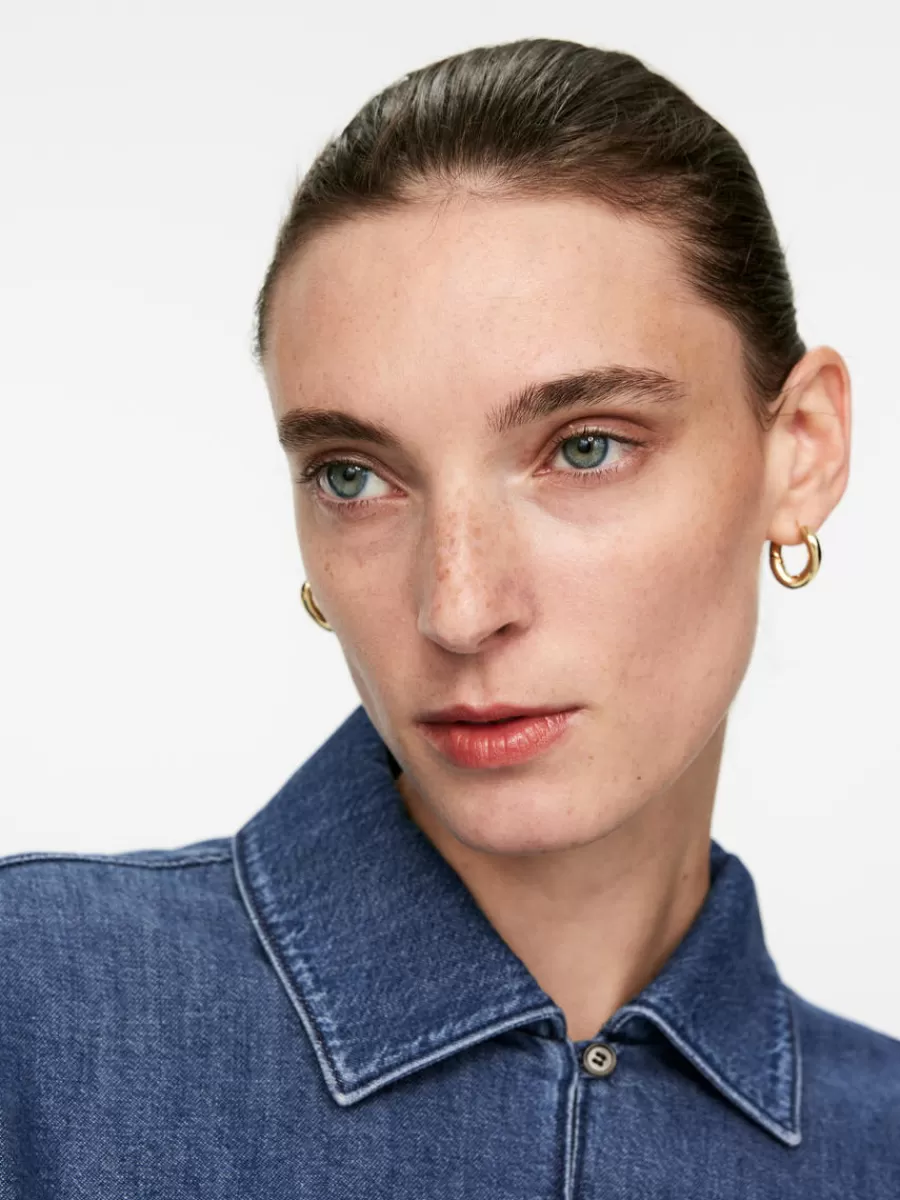 Store ARKET Puff-Sleeve Denim Blouse Vintage Blue