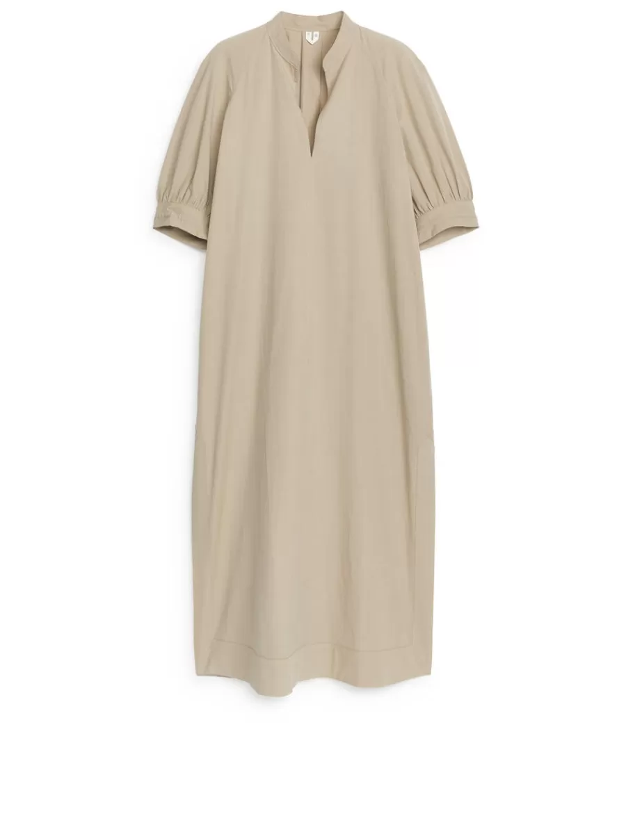 Fashion ARKET Puff-Sleeve Maxi Dress Beige