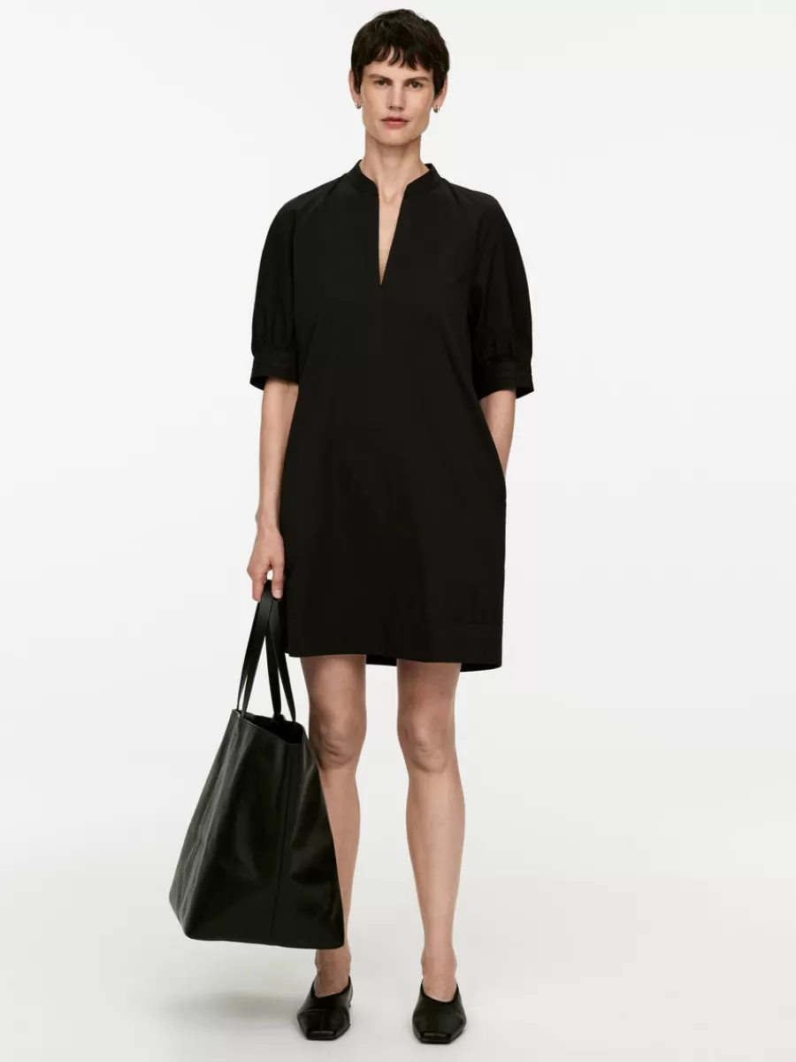 Shop ARKET Puff-Sleeve Mini Dress Black