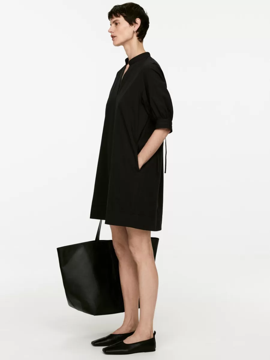 Shop ARKET Puff-Sleeve Mini Dress Black