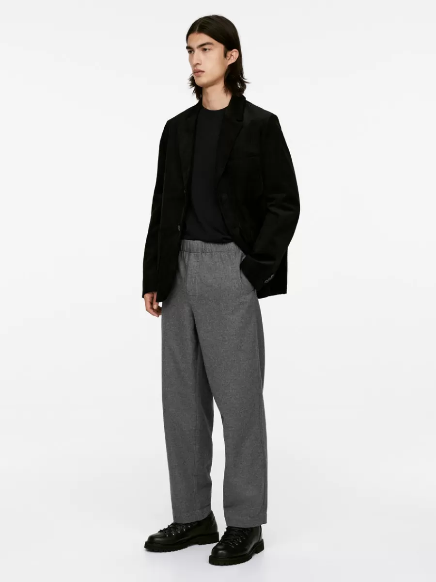 New ARKET Pull-On Flannel Trousers Grey