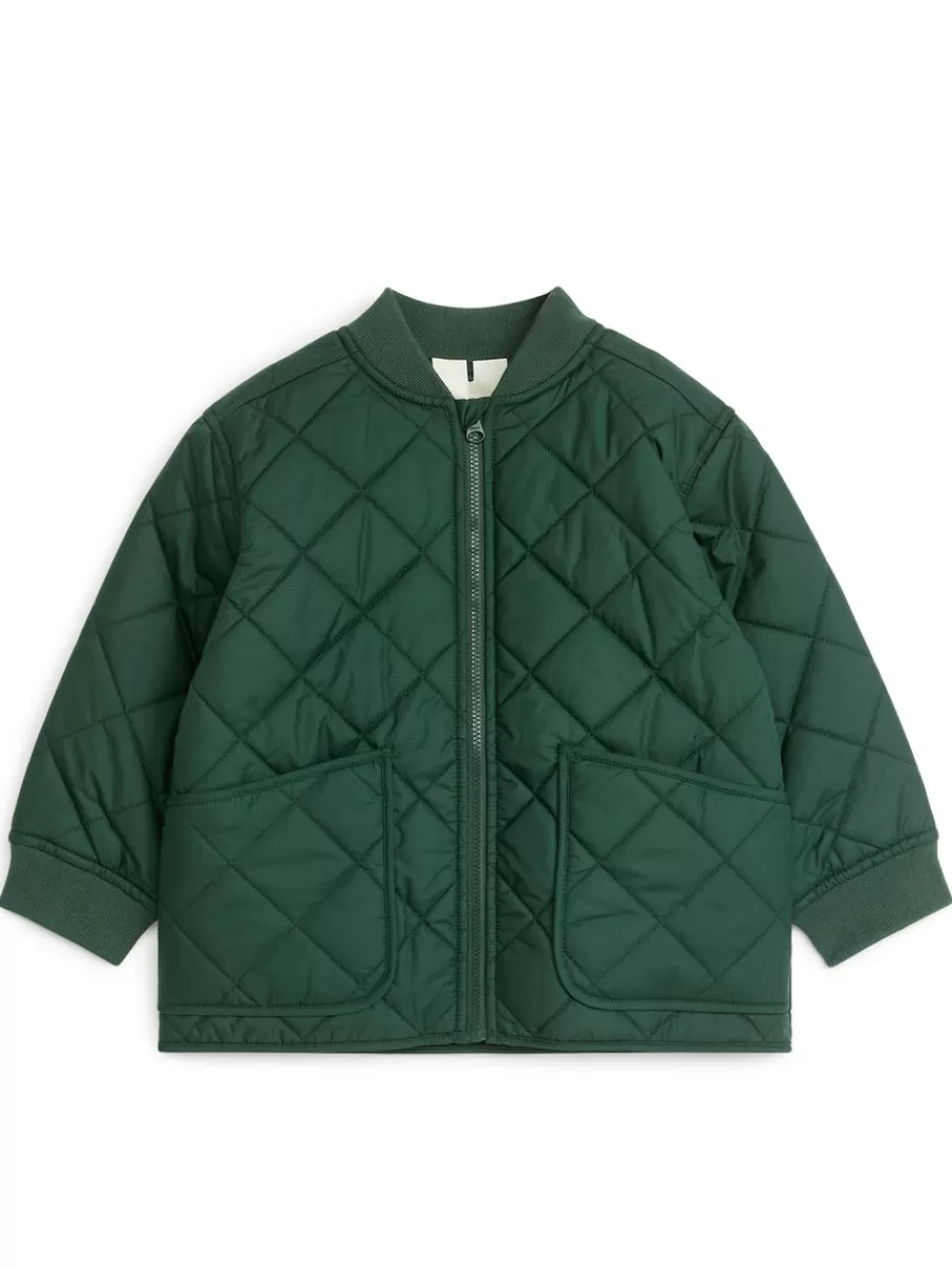 Fashion ARKET Quilted Jacket Dark Green