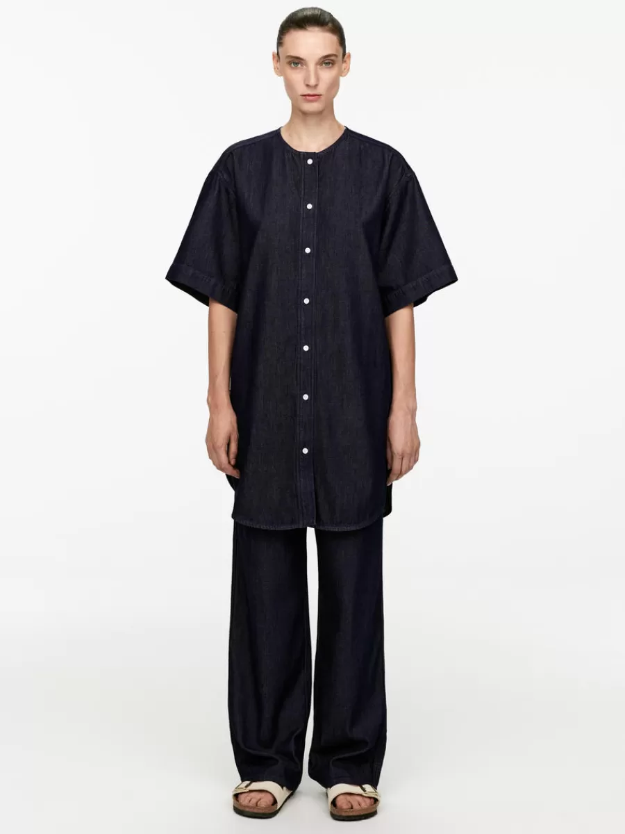 Best Sale ARKET Raw Denim Shirt Dark Blue