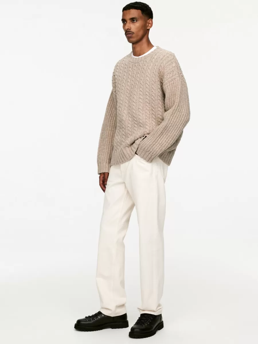 Outlet ARKET Relaxed Cable-Knit Jumper Beige