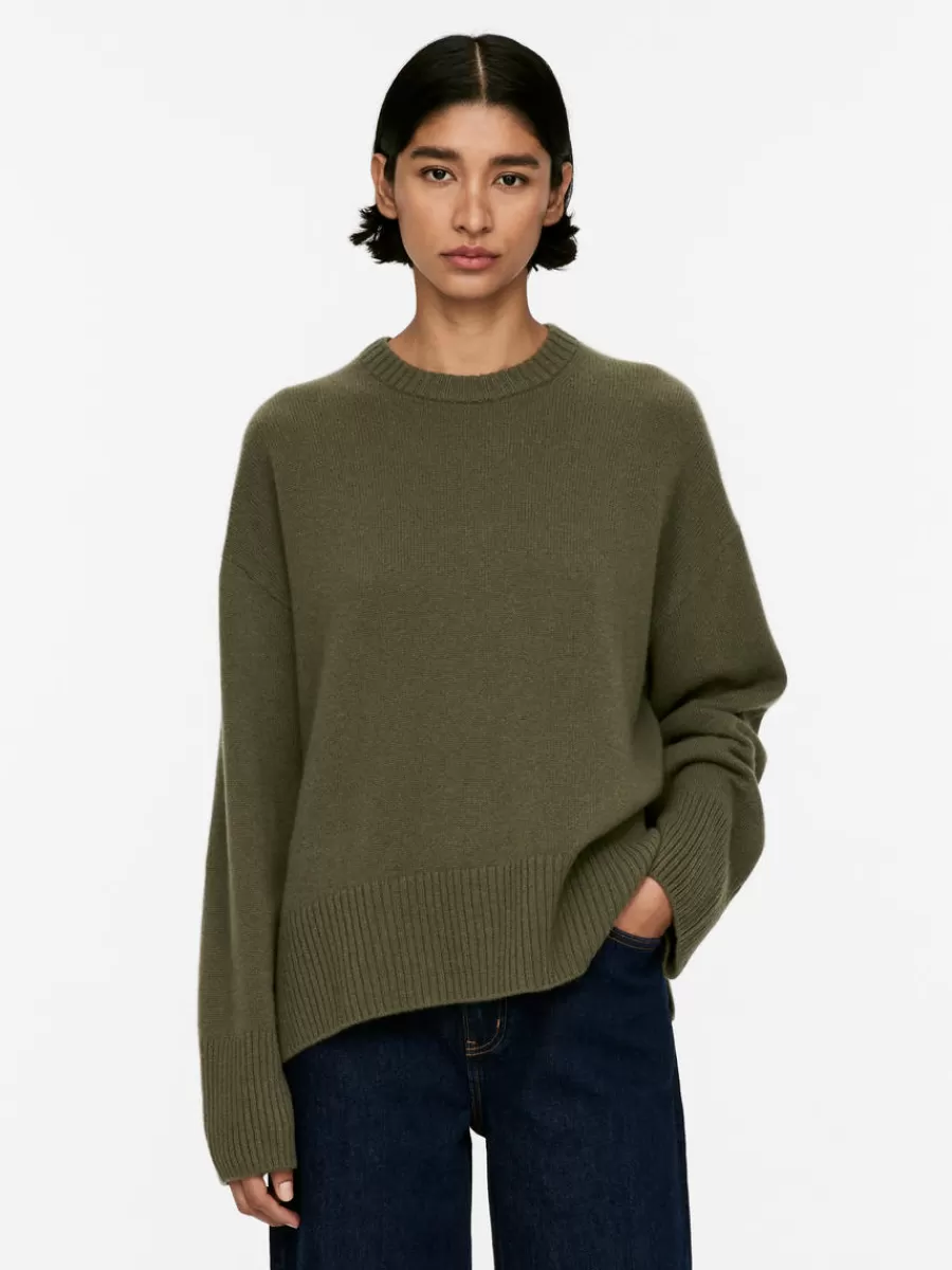 Best Sale ARKET Relaxed Cashmere-Wool Jumper Khaki Green