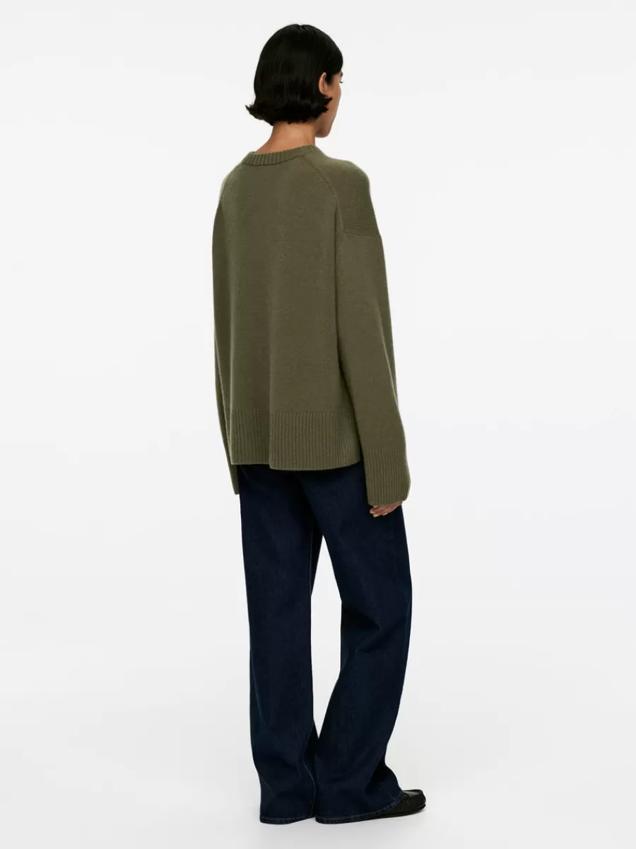 Best Sale ARKET Relaxed Cashmere-Wool Jumper Khaki Green