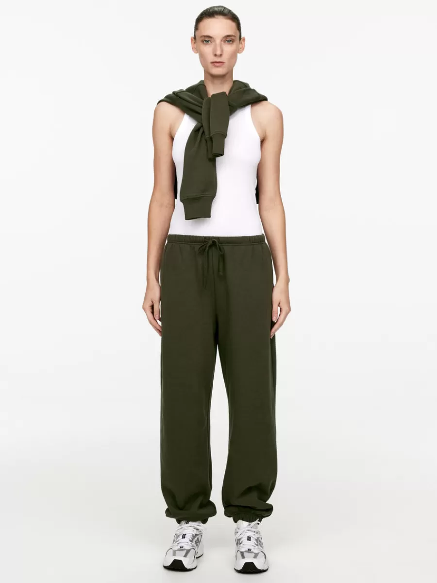 Hot ARKET Relaxed Cotton Sweatpants Dark Khaki Green