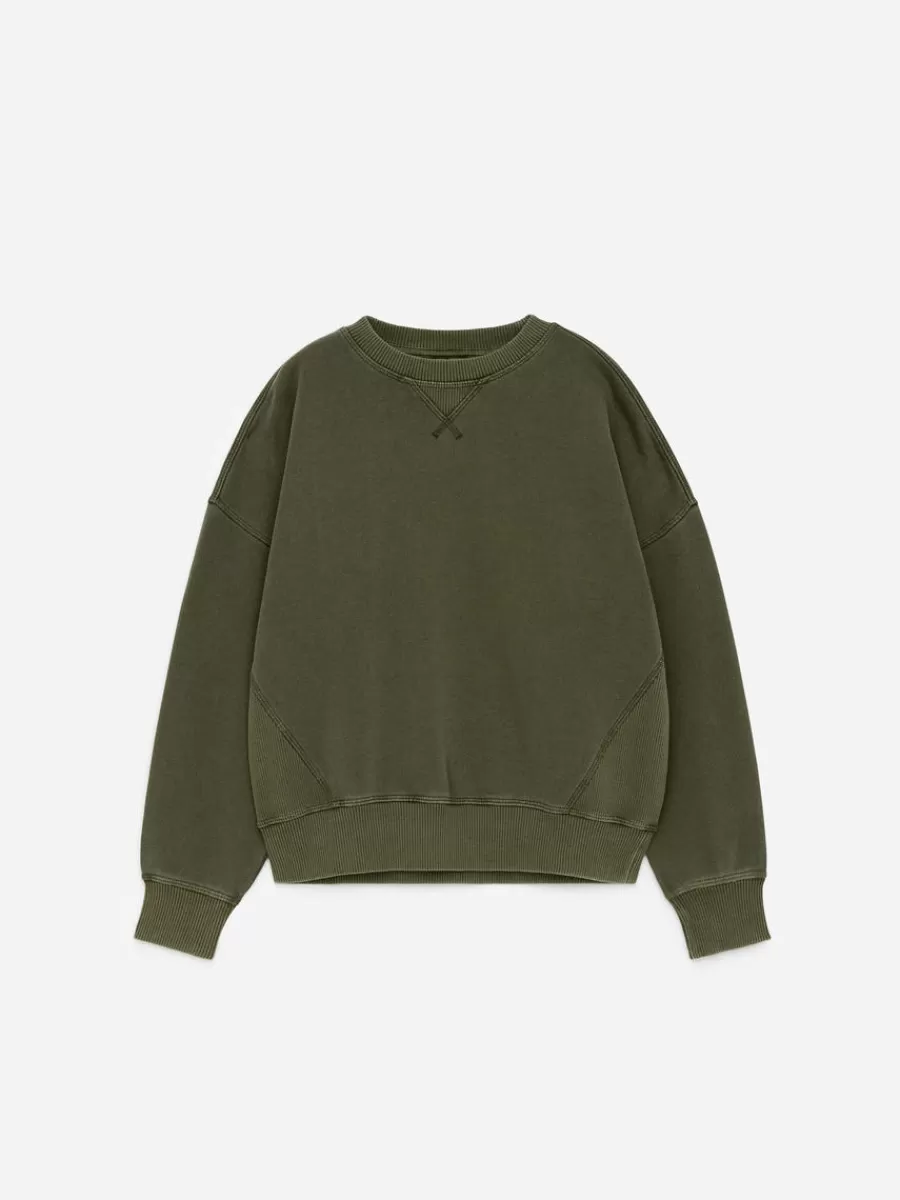 Shop ARKET Relaxed Cotton Sweatshirt Khaki Green
