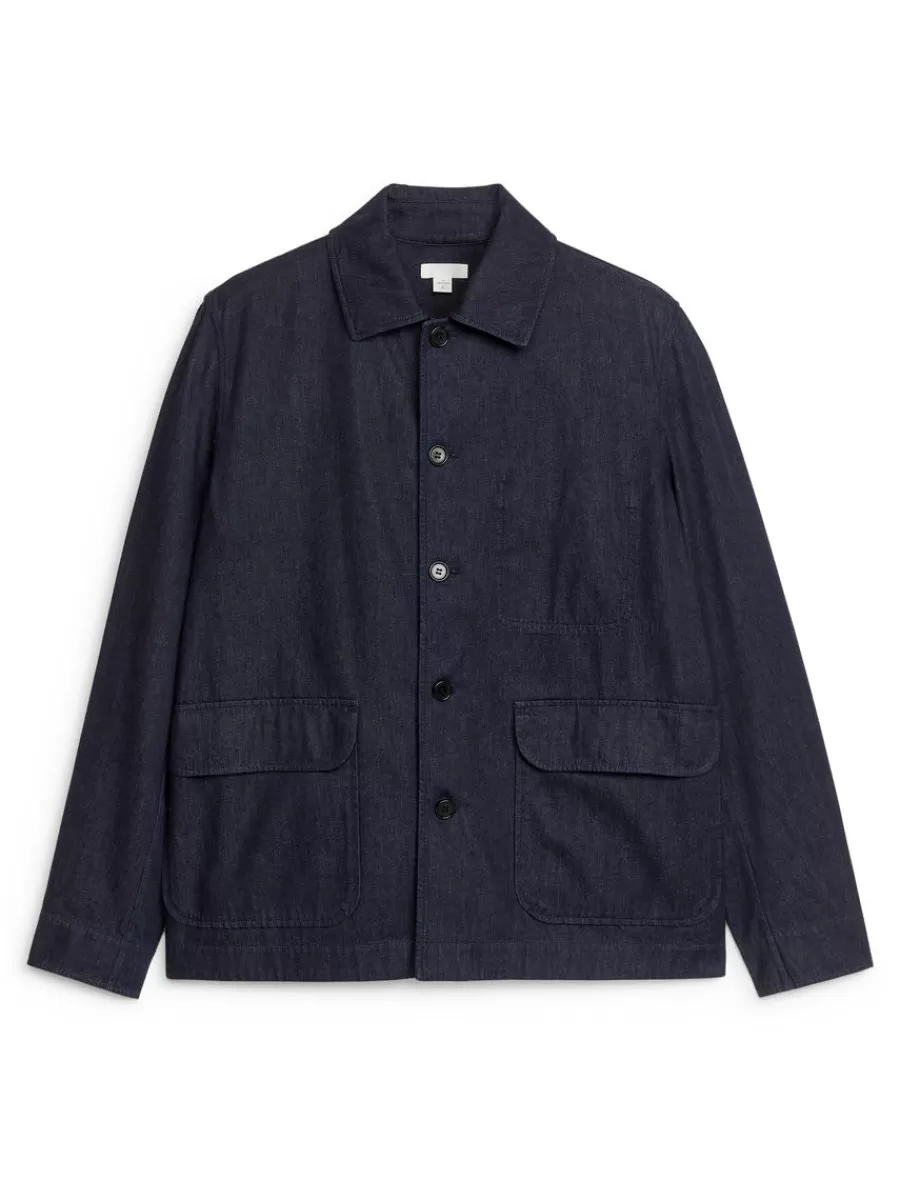 Discount ARKET Relaxed Denim Jacket Dark Blue