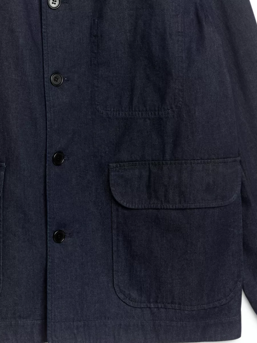 Discount ARKET Relaxed Denim Jacket Dark Blue