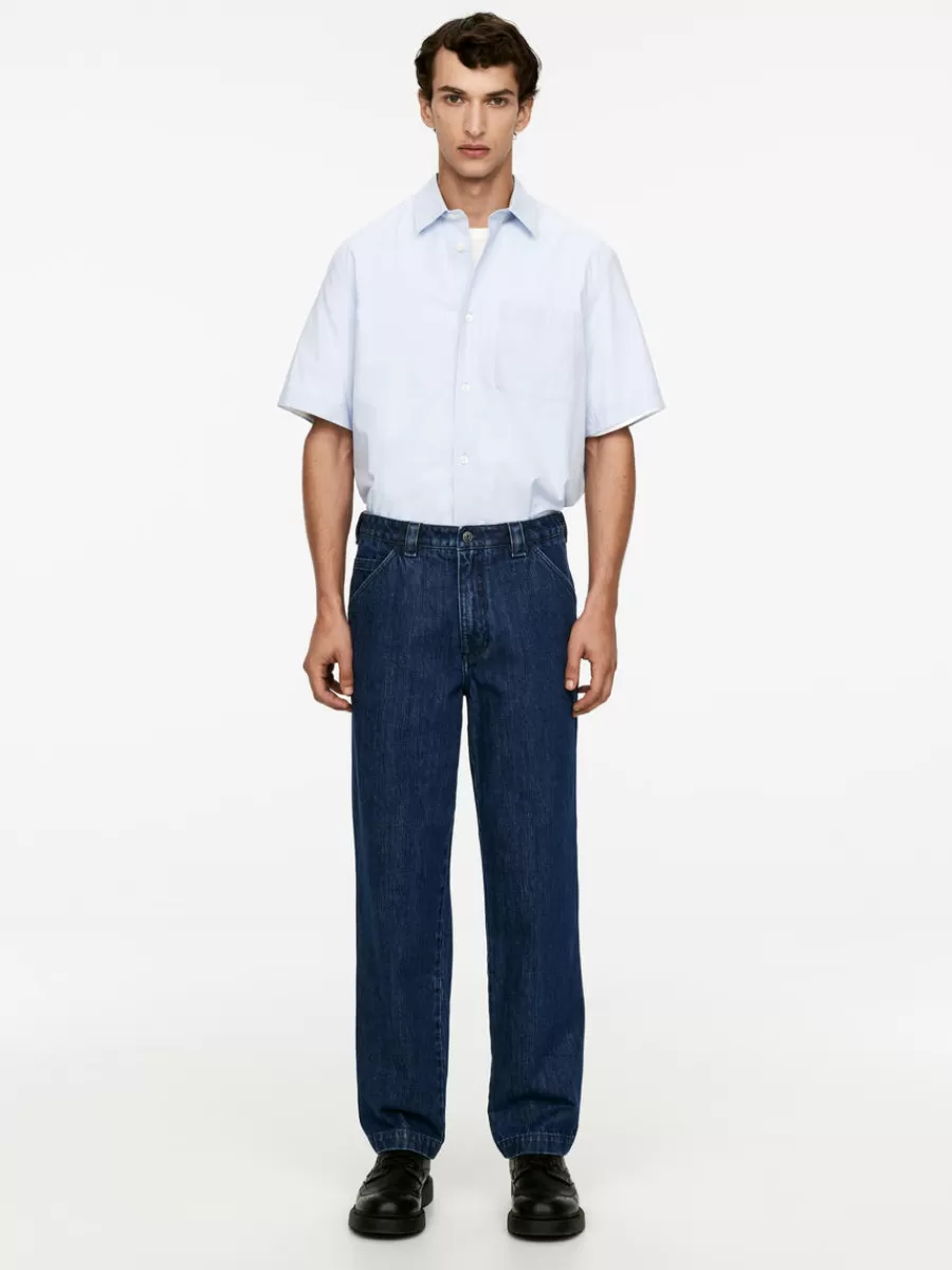Cheap ARKET Relaxed Denim Trousers Dark Blue
