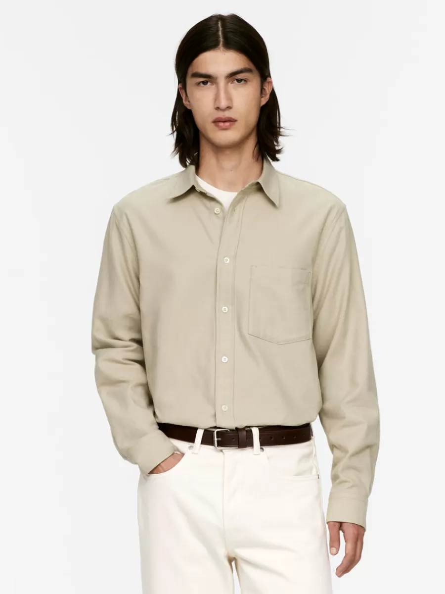 Clearance ARKET Relaxed Flannel Shirt Beige