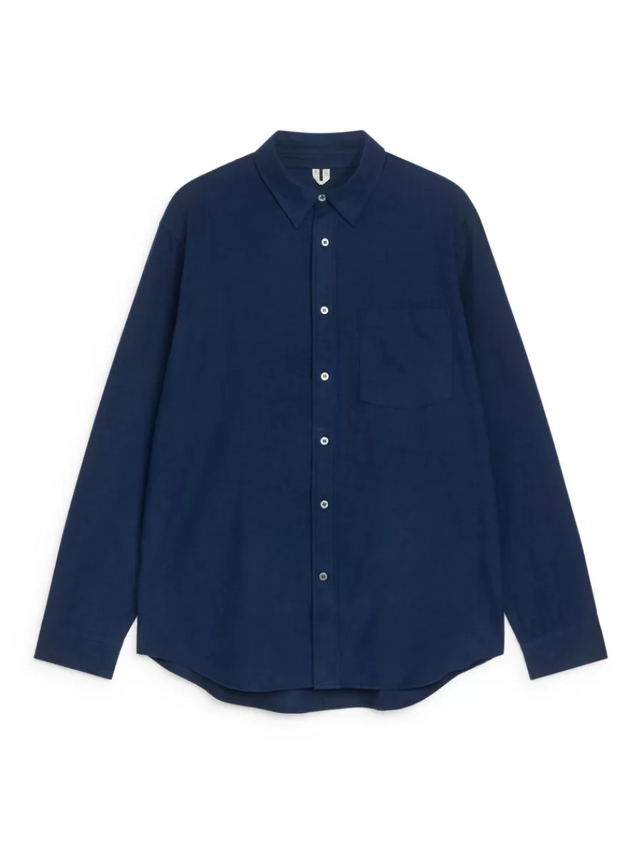 Hot ARKET Relaxed Flannel Shirt Dark Blue