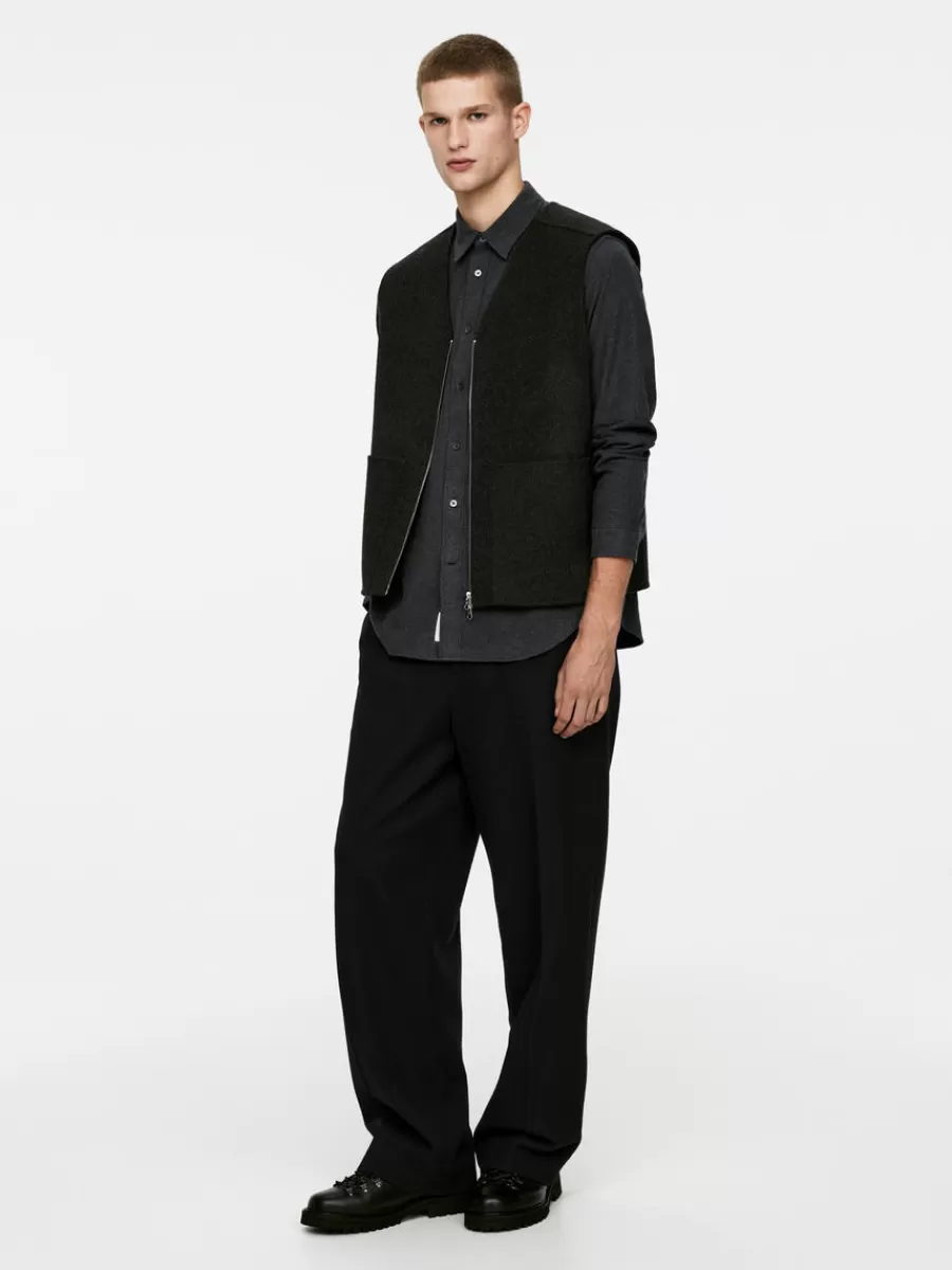 Fashion ARKET Relaxed Flannel Shirt Dark Grey Melange