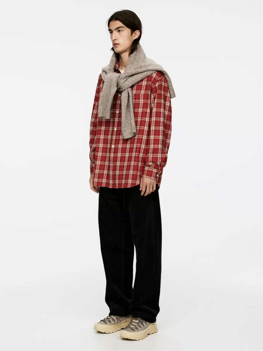 New ARKET Relaxed Flannel Shirt Red/Multi Colour