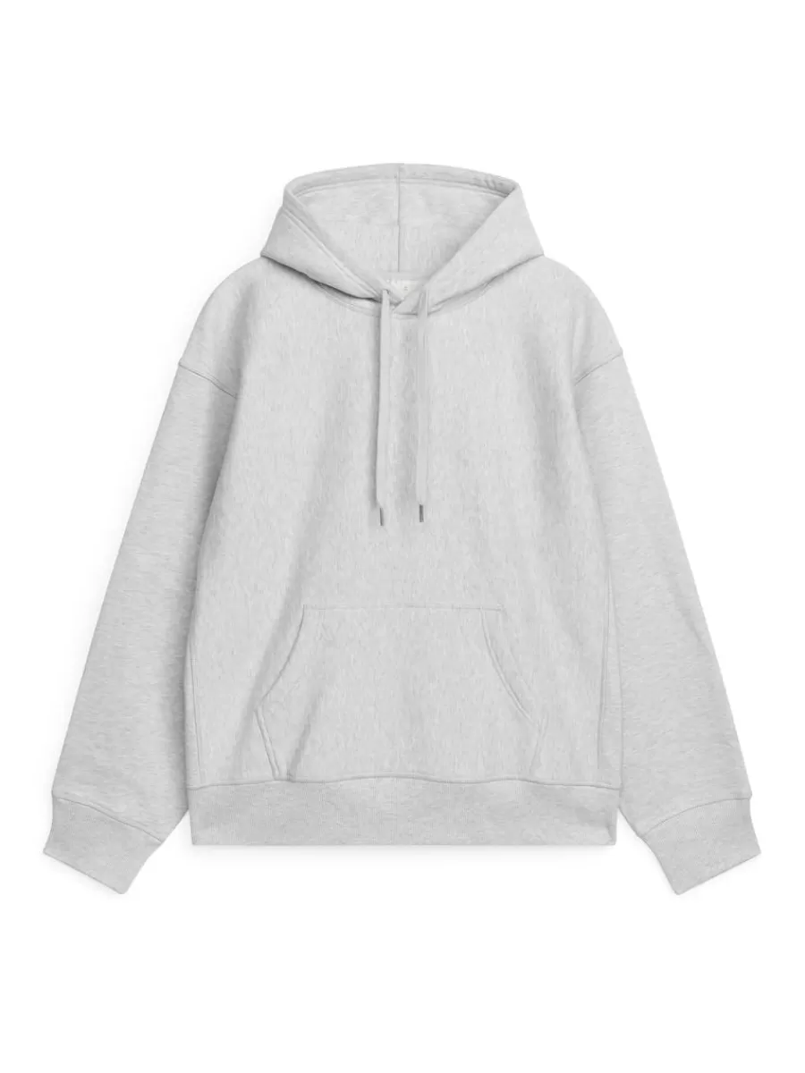 Best ARKET Relaxed Heavyweight Hoodie Light Grey