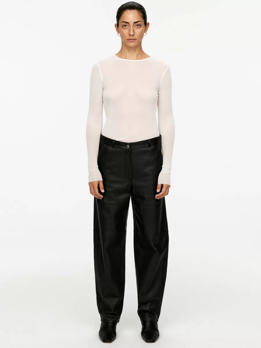 Store ARKET Relaxed Leather Trousers Black
