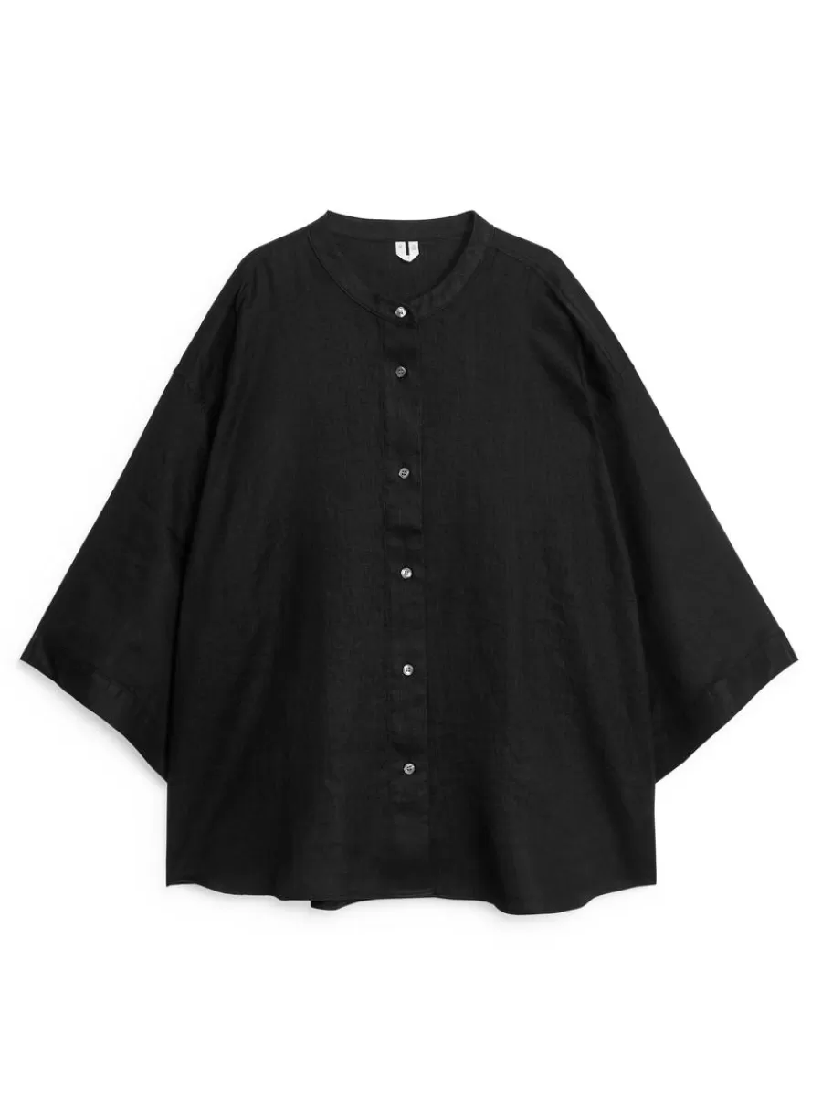 Discount ARKET Relaxed Linen Shirt Black