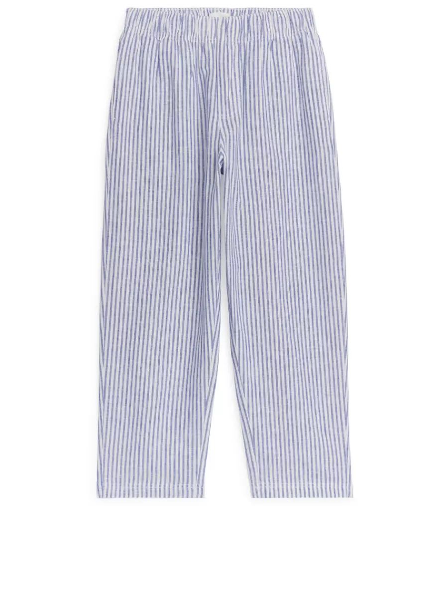 Store ARKET Relaxed Linen Trousers Blue/Stripe