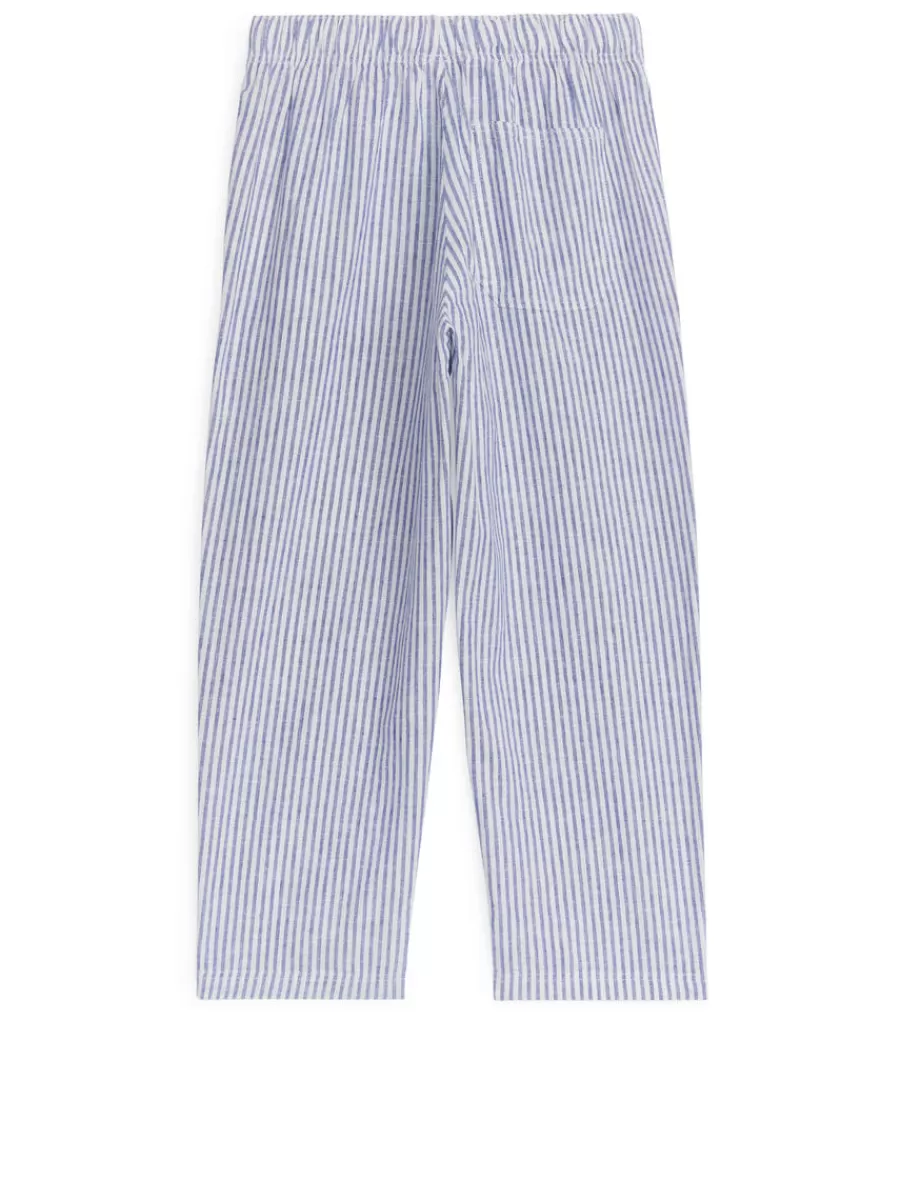 Store ARKET Relaxed Linen Trousers Blue/Stripe