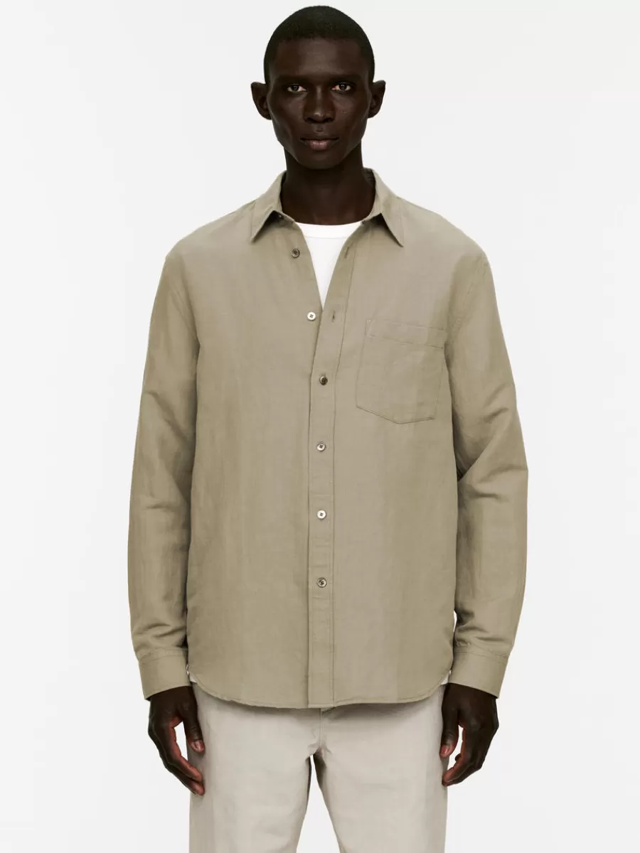 Discount ARKET Relaxed Linen-Cotton Shirt Mole