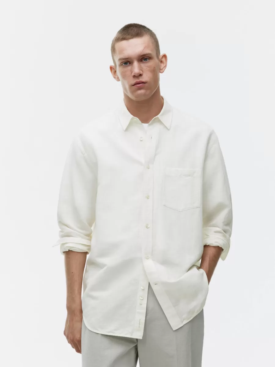 Online ARKET Relaxed Linen-Cotton Shirt Off White