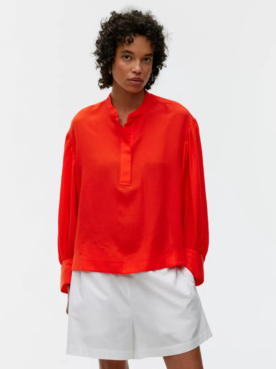Best Sale ARKET Relaxed Lyocell-Linen Blouse Bright Orange