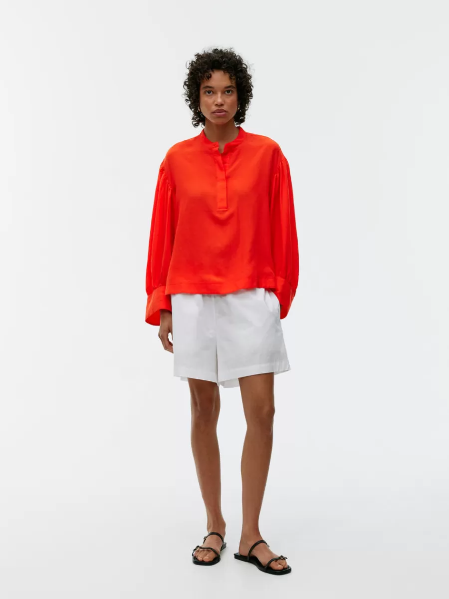 Best Sale ARKET Relaxed Lyocell-Linen Blouse Bright Orange