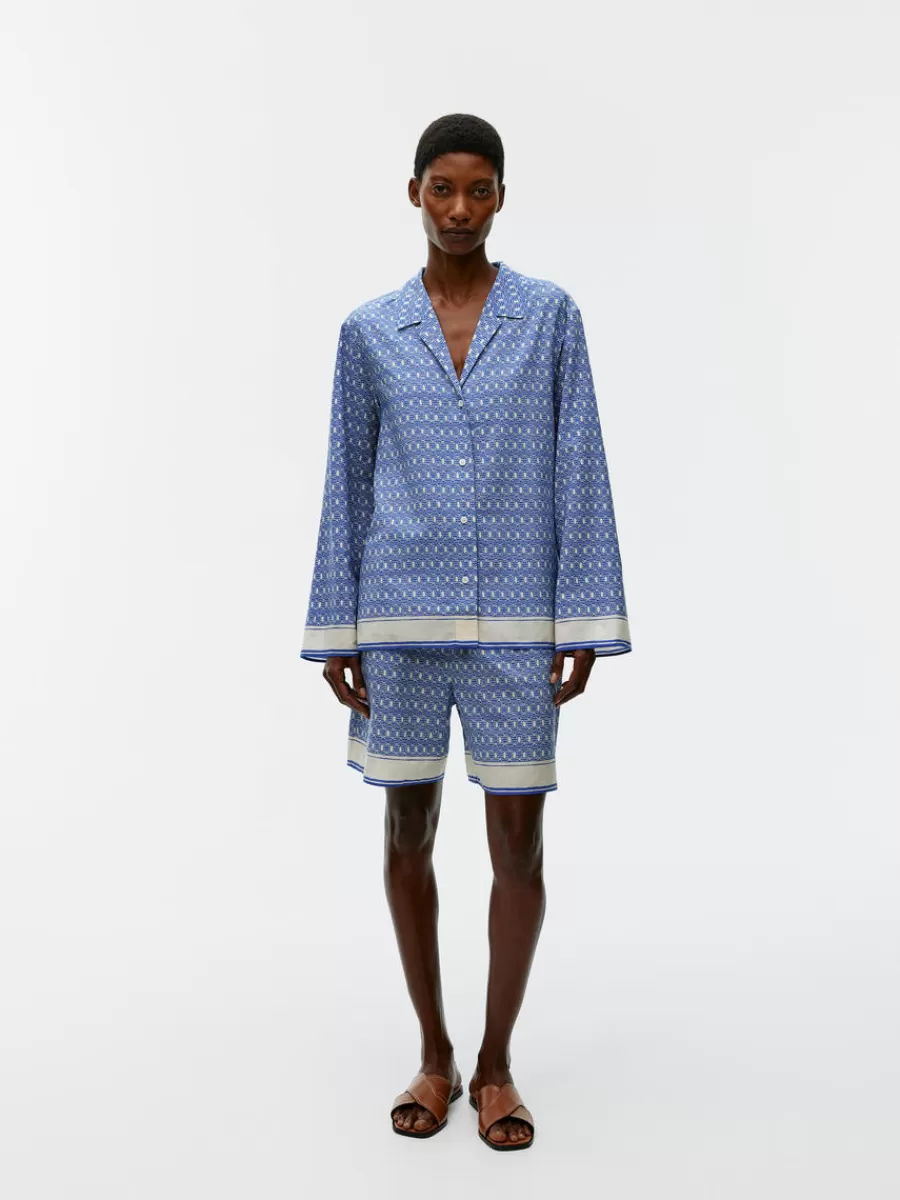 Best ARKET Relaxed Resort Shirt Blue/Off White