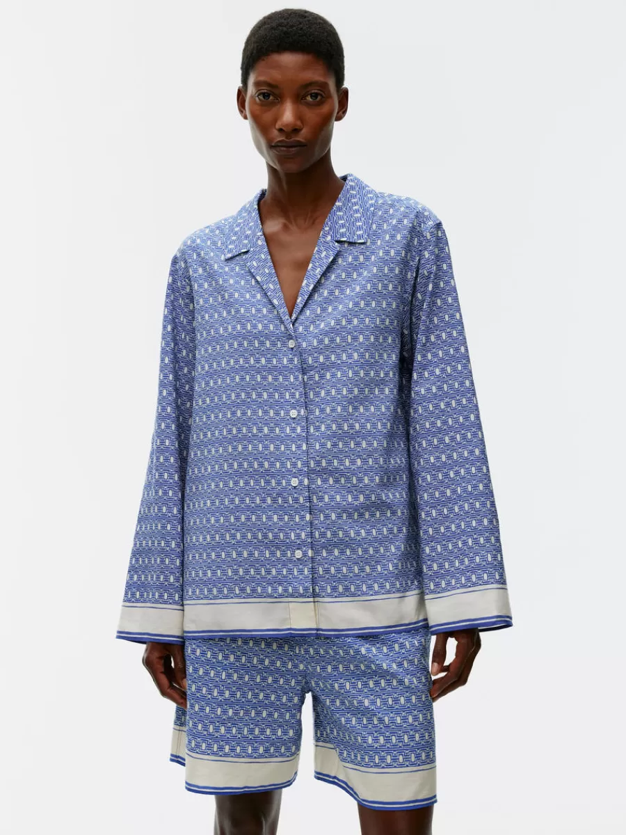 Best ARKET Relaxed Resort Shirt Blue/Off White