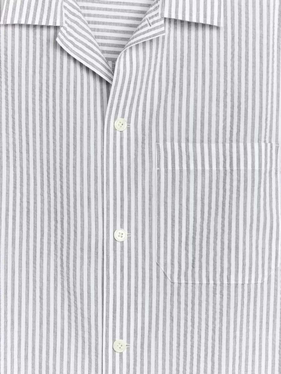 Flash Sale ARKET Relaxed Seersucker Shirt Grey/White