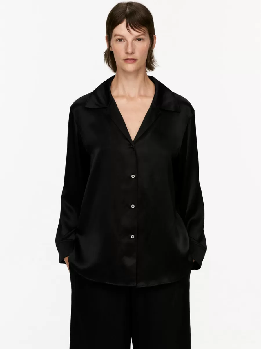 Fashion ARKET Relaxed Silk Shirt Black