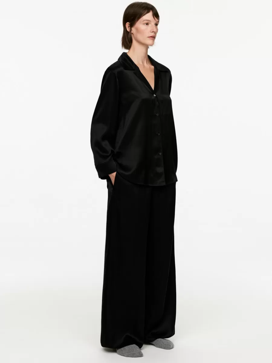 Fashion ARKET Relaxed Silk Shirt Black