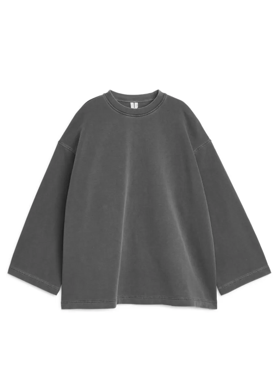 Shop ARKET Relaxed Terry Sweatshirt Washed Black