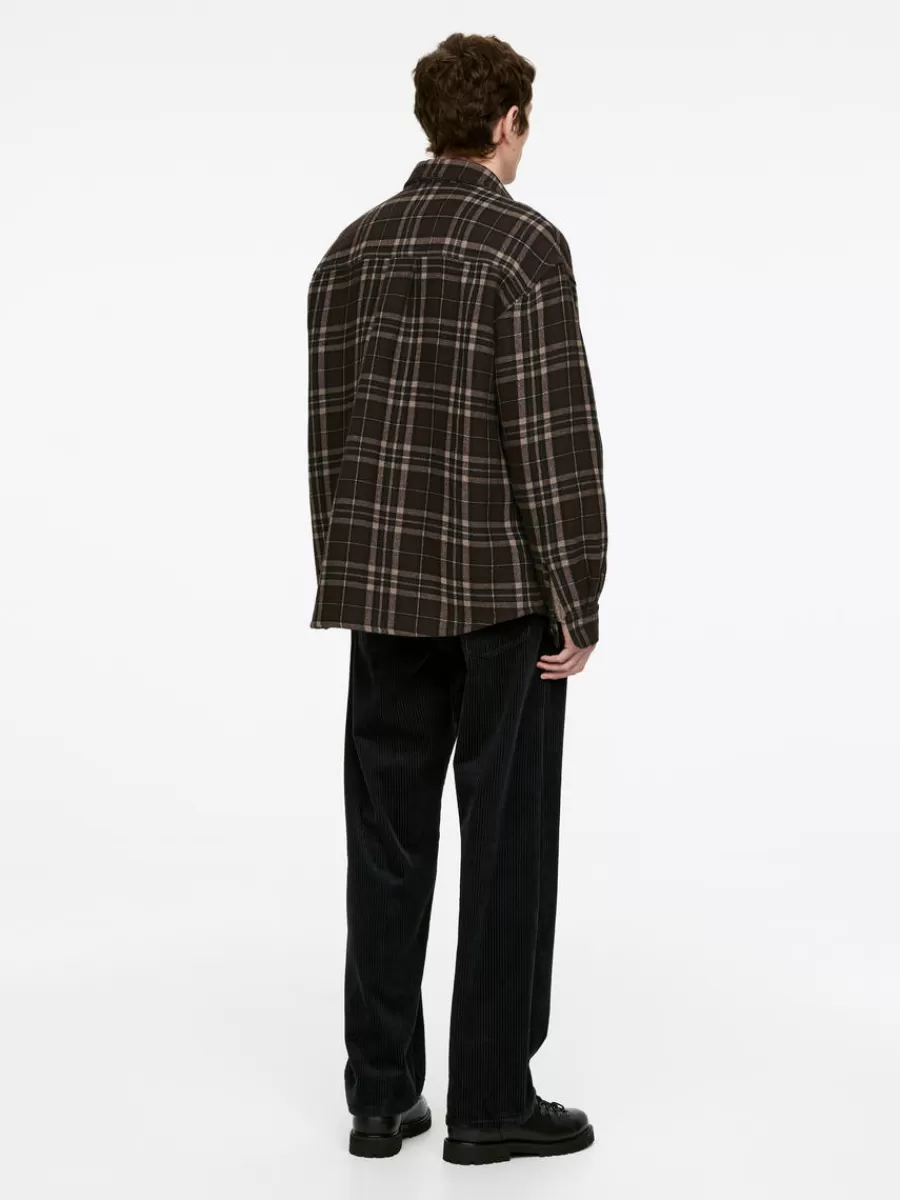 Cheap ARKET Relaxed Wool-Blend Shirt Dark Brown
