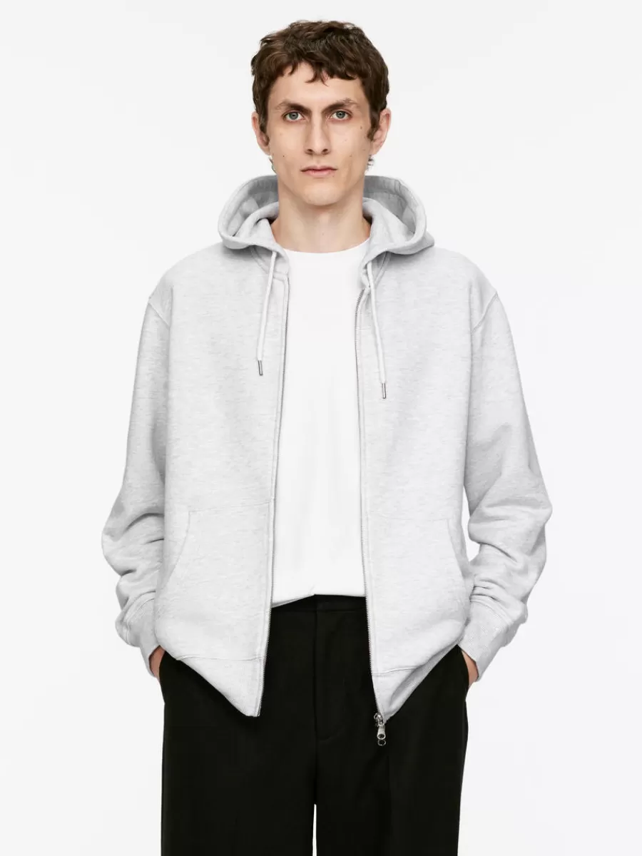 Sale ARKET Relaxed Zip Hoodie Grey Melange