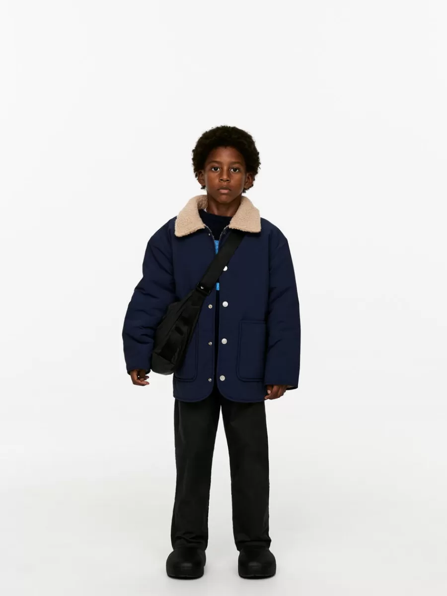 Sale ARKET Reversible Pile Jacket Dark Blue/Beige