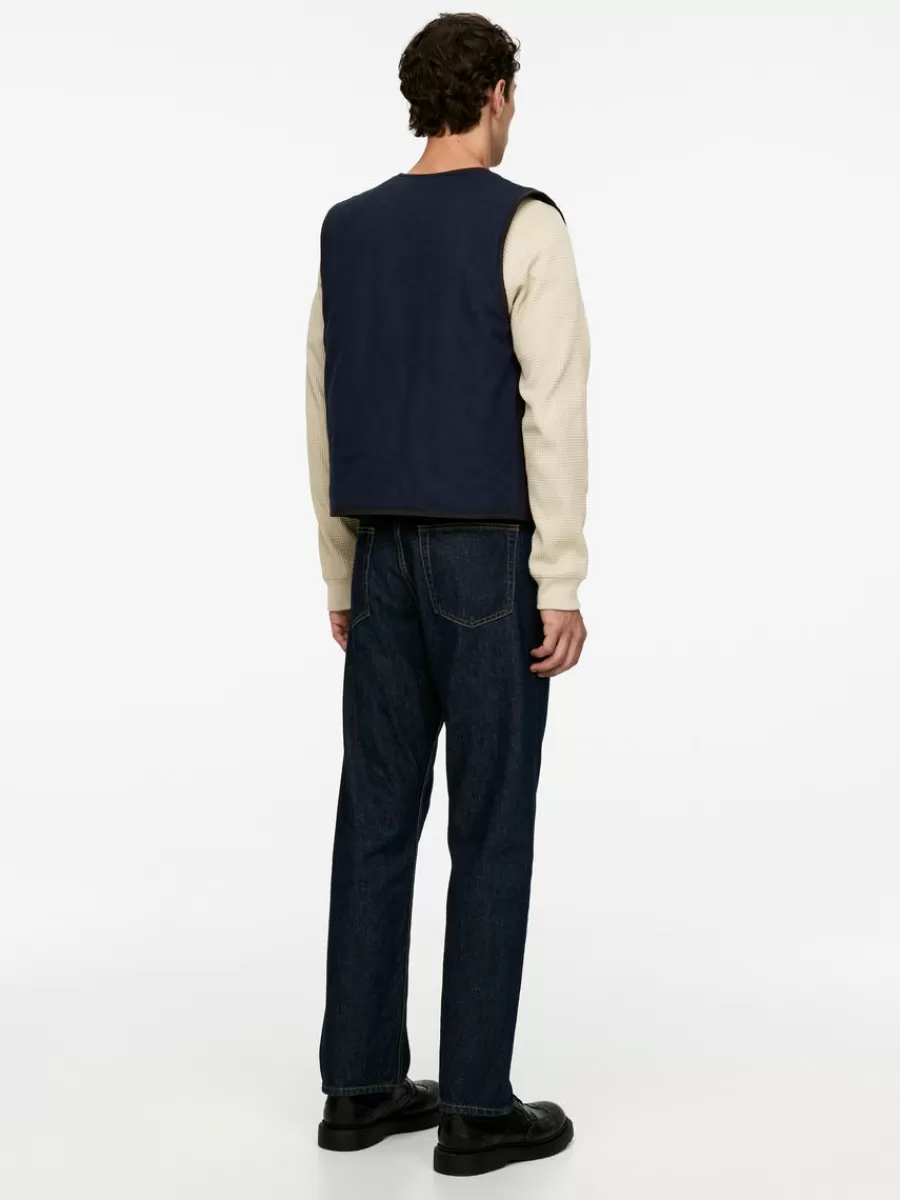 Store ARKET Reversible Quilted Vest Dark Blue
