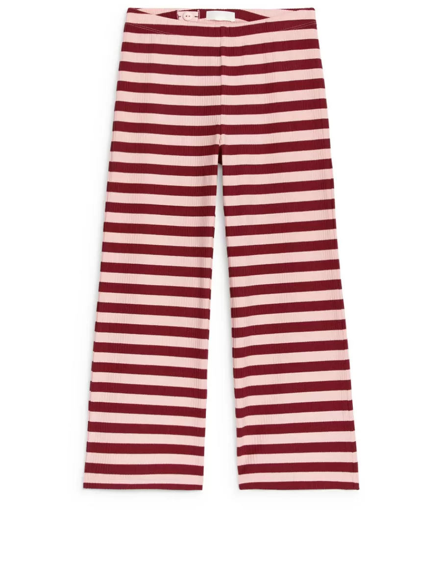 Hot ARKET Rib Cotton Trousers Burgundy/Pink