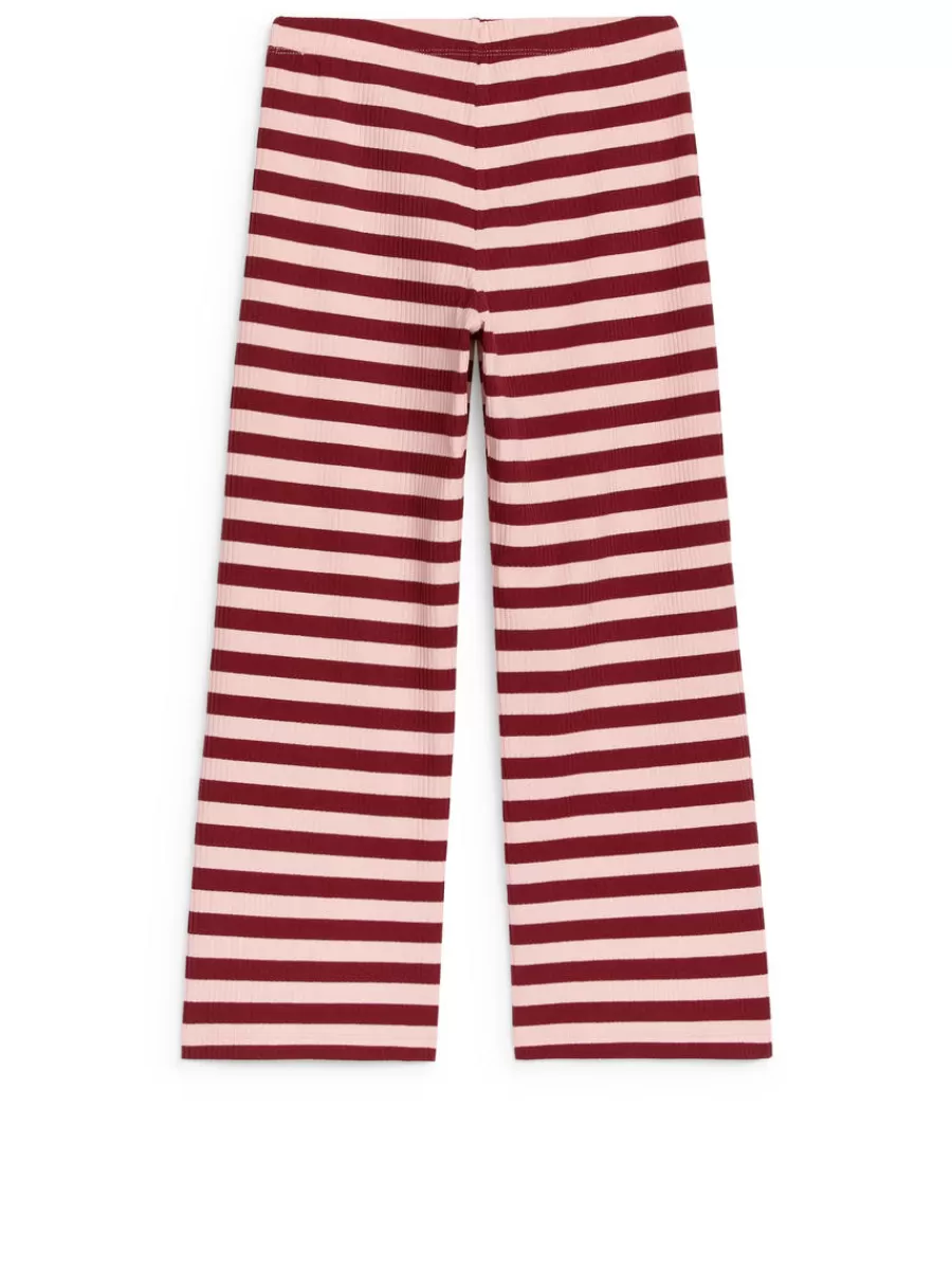 Hot ARKET Rib Cotton Trousers Burgundy/Pink