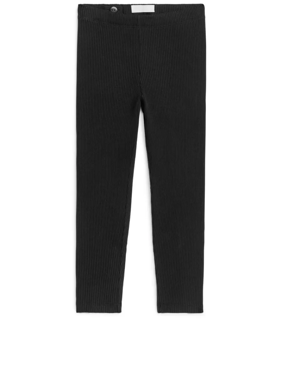 Online ARKET Rib Jersey Leggings Black