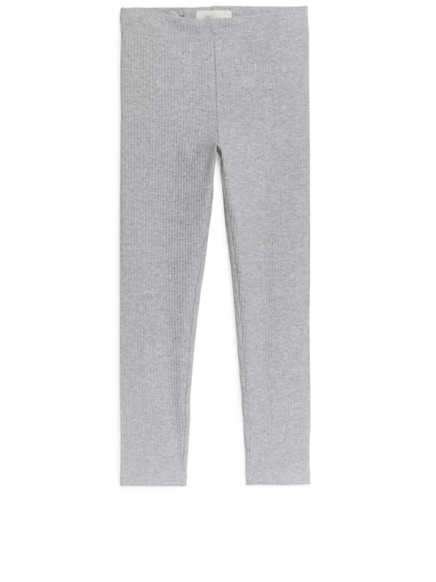 Sale ARKET Rib Jersey Leggings Grey Melange