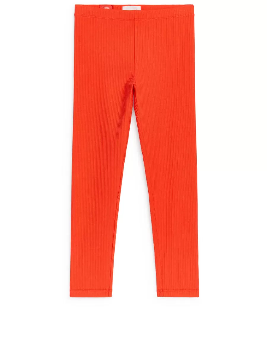 Discount ARKET Rib Jersey Leggings Bright Red