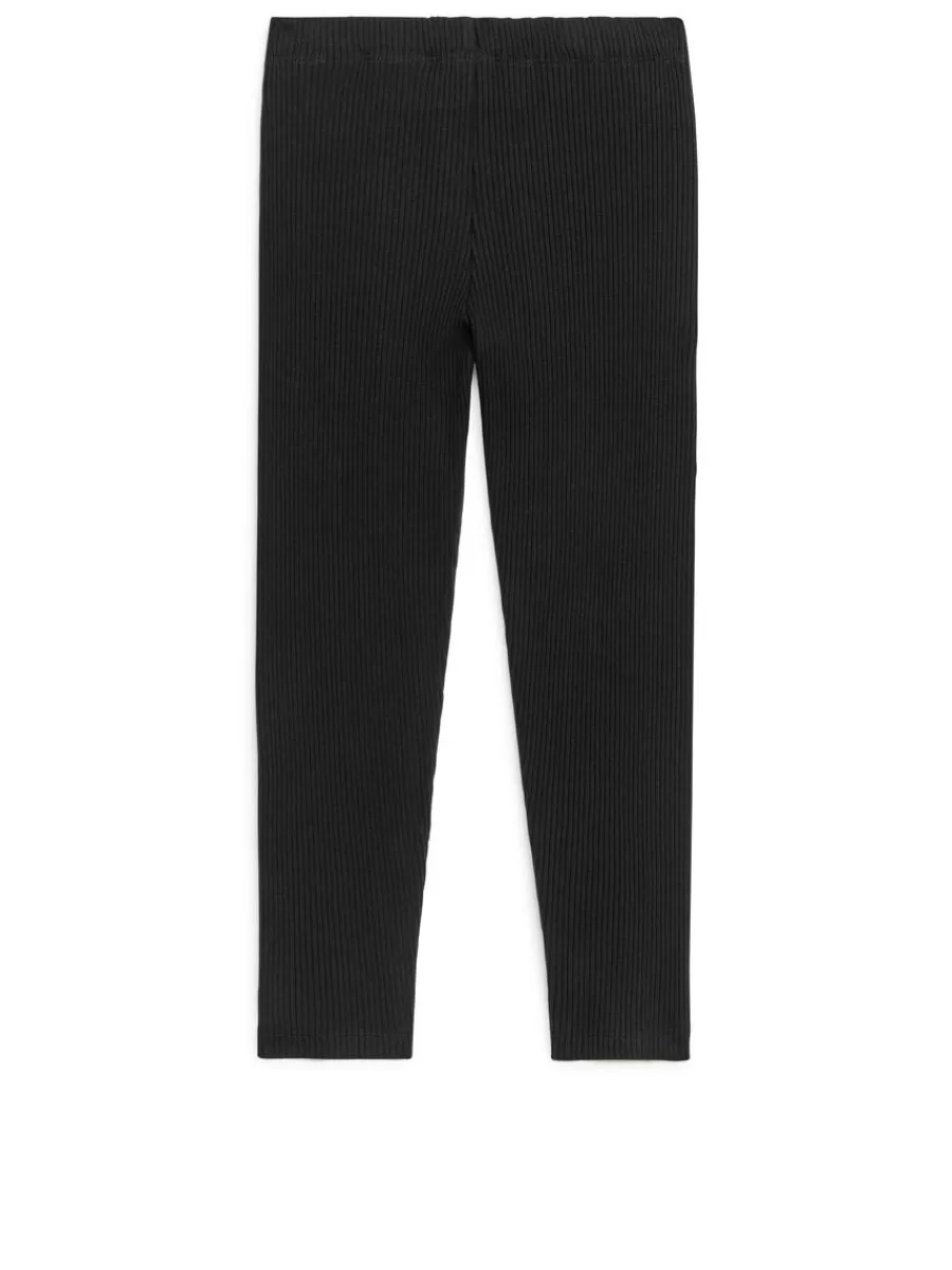 Online ARKET Rib Jersey Leggings Black