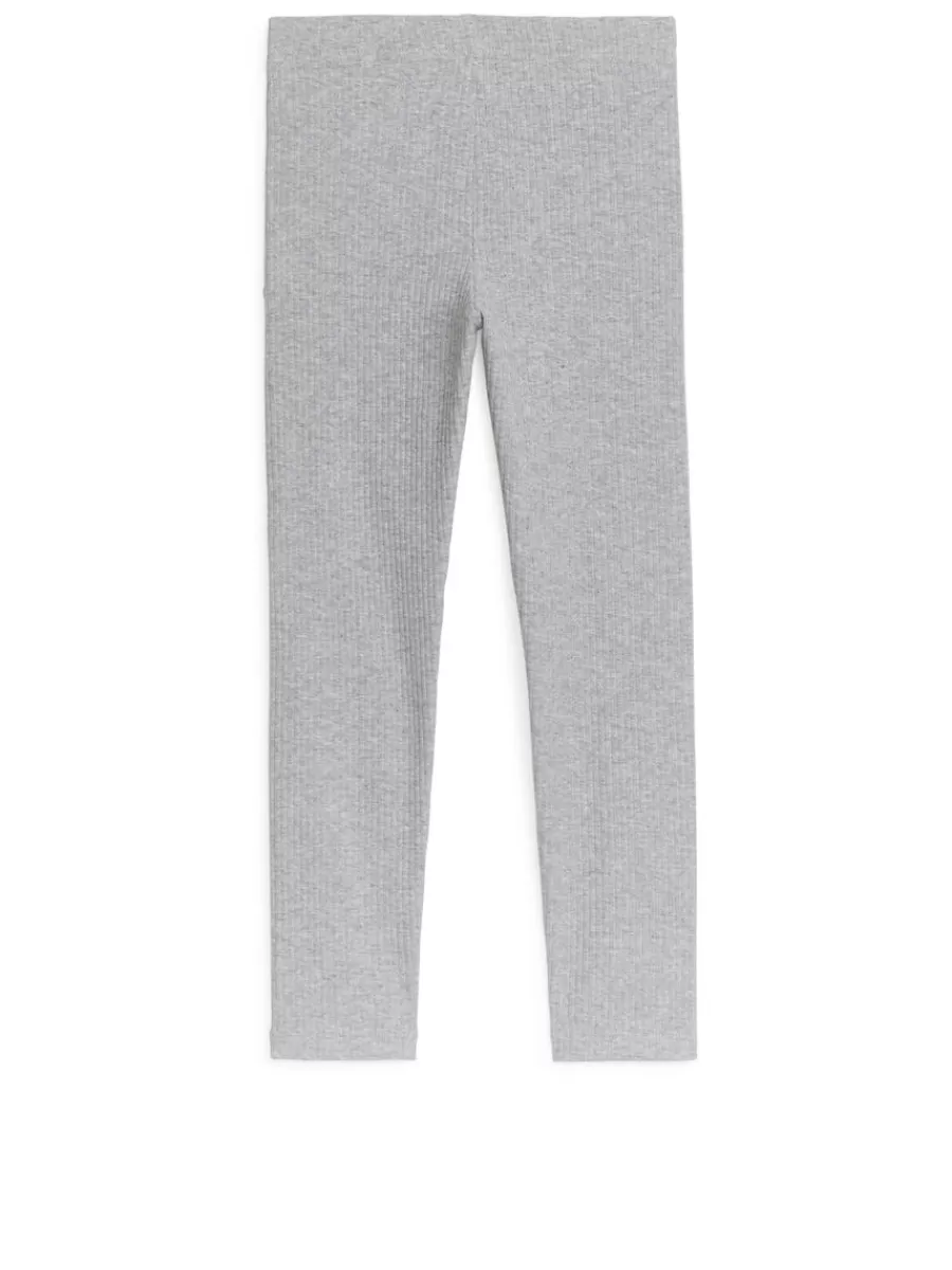 Sale ARKET Rib Jersey Leggings Grey Melange