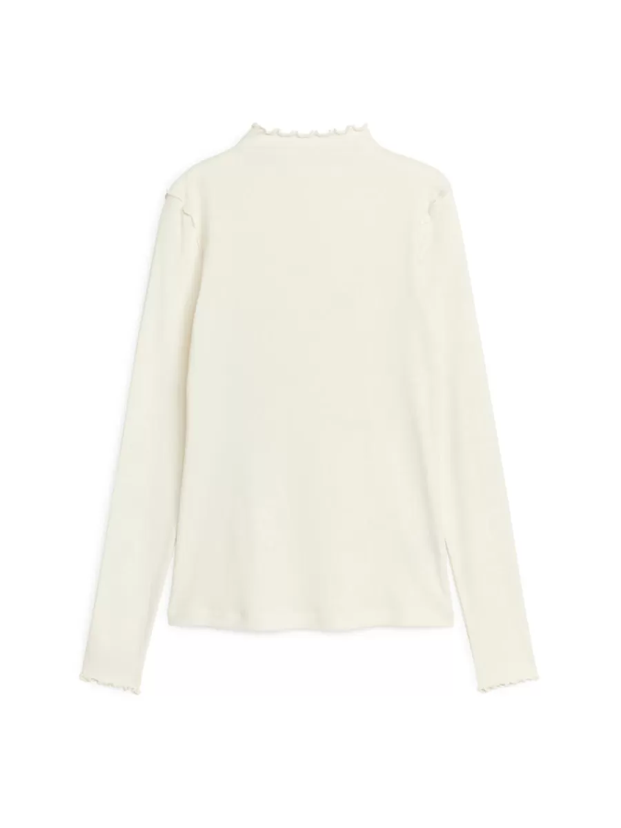 Store ARKET Rib Jersey Top Off White