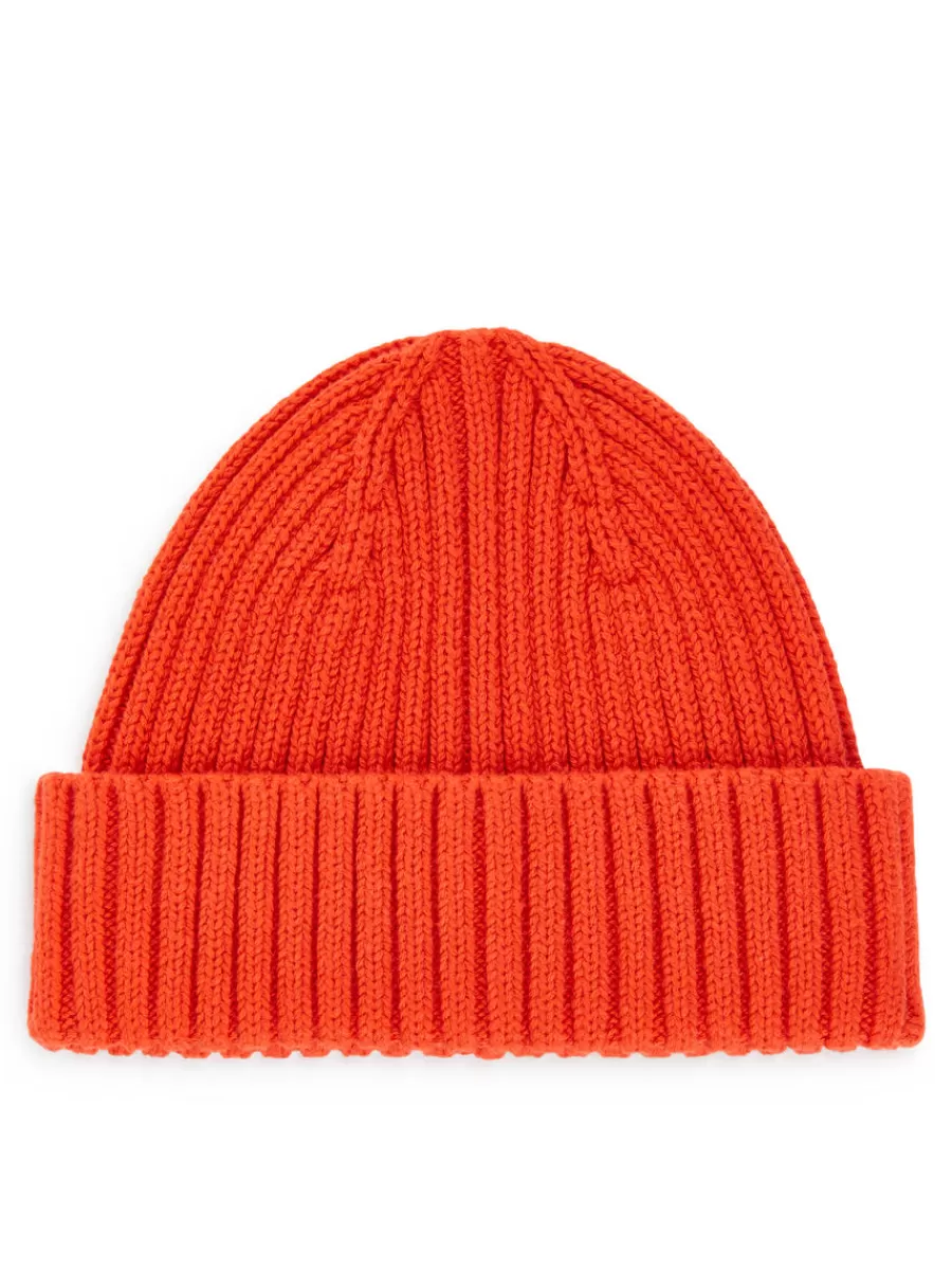 Online ARKET Rib Knit Baby Beanie Bright Red