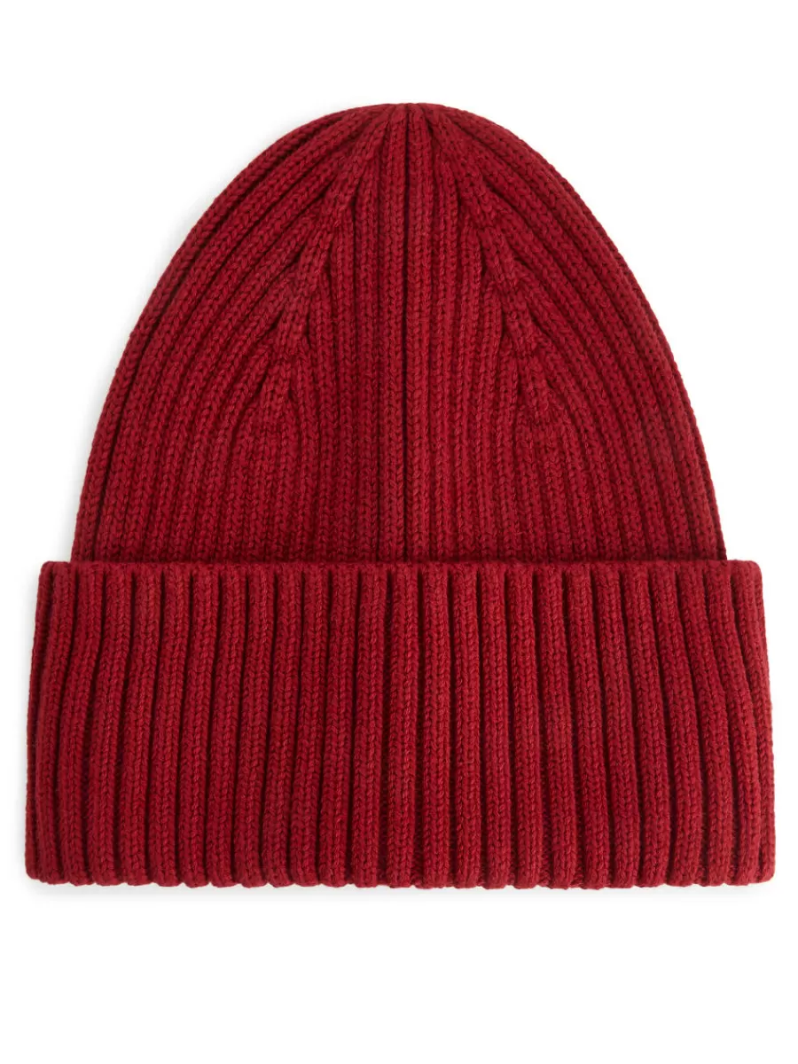 Shop ARKET Rib Knit Beanie Red