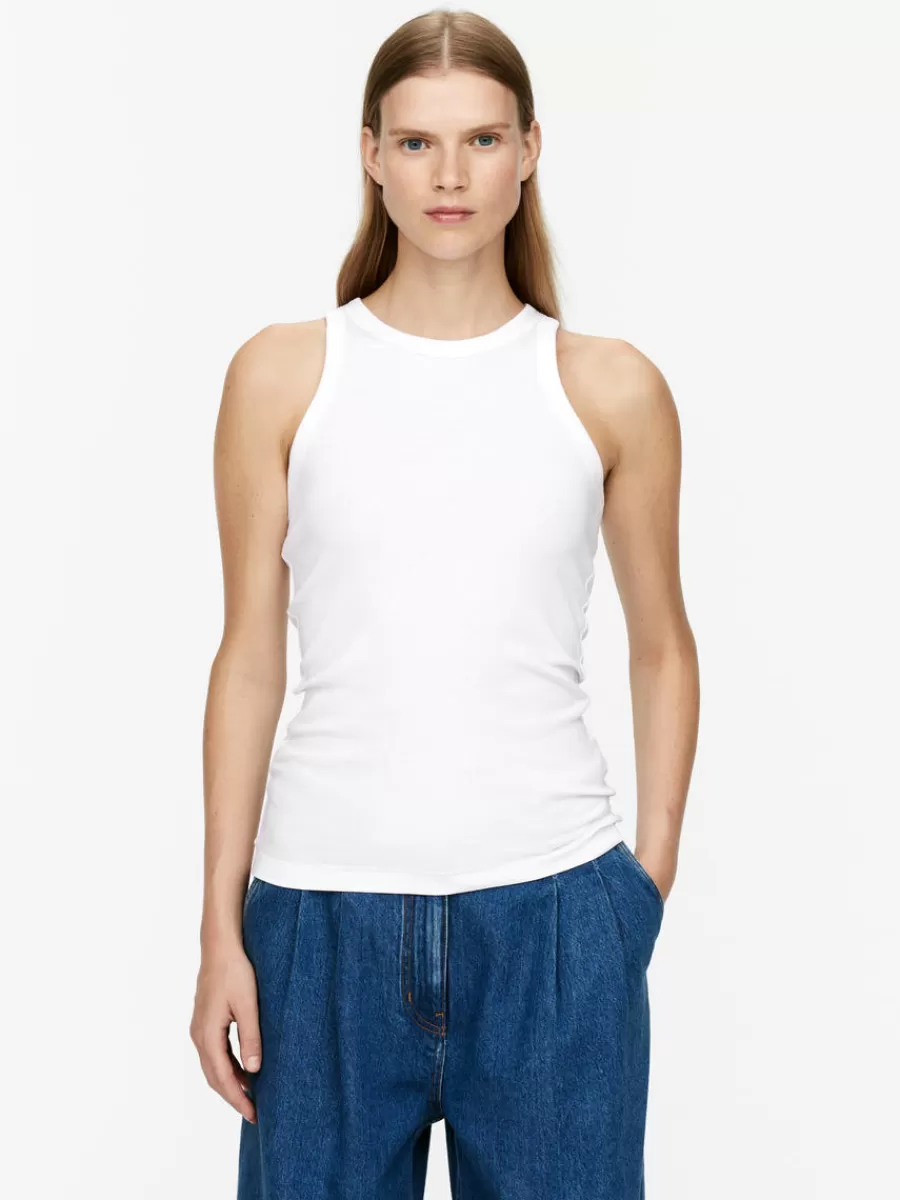 Sale ARKET Rib Racer Tank Top White